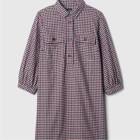 GAP NWT Flannel Utility Mini Shirt Dress Red & Navy L Holiday Winter Cozy Preppy - Picture 3 of 16